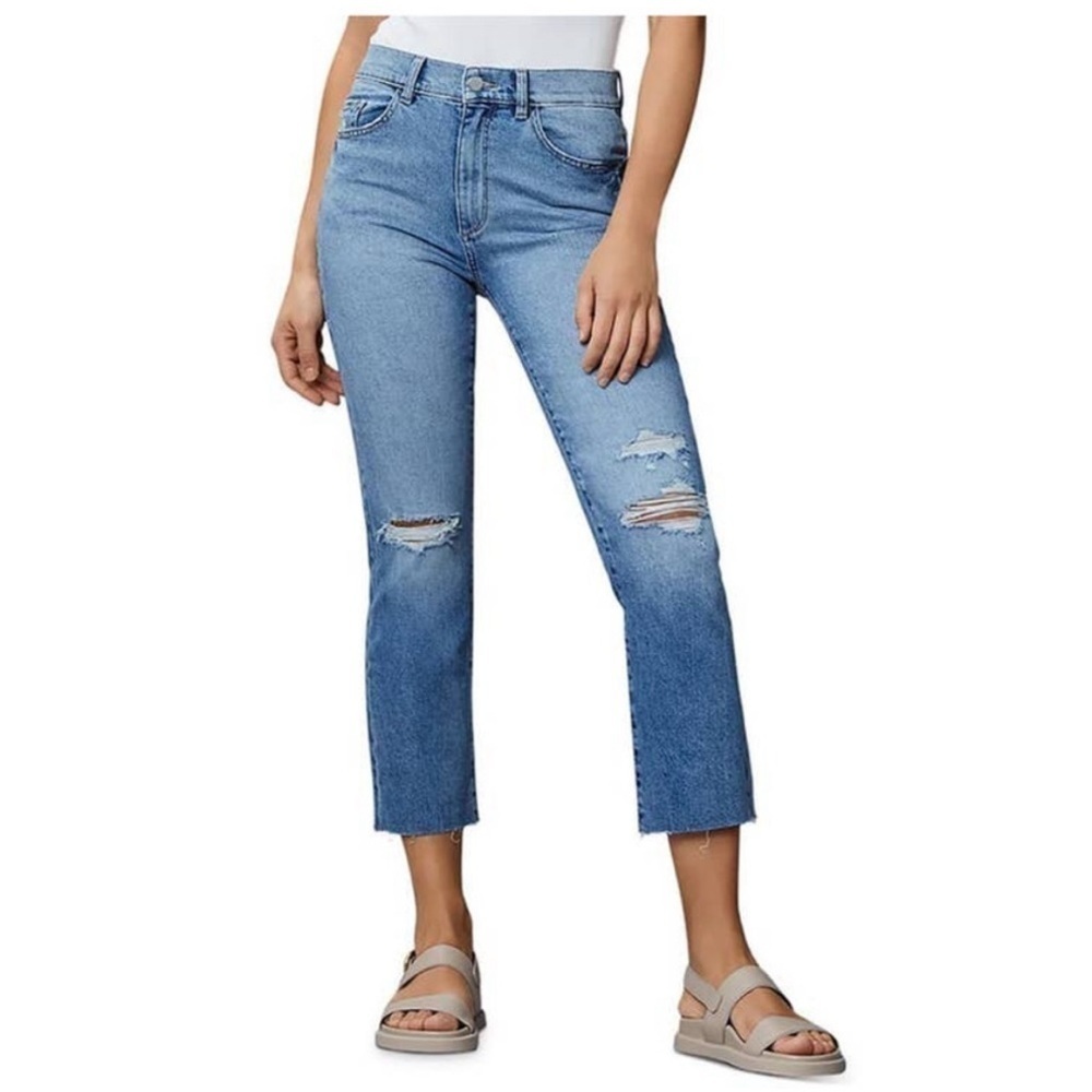 NWT DL1961 Patti Straight High-Rise Vintage Ankle Light Distress Jeans - 20W